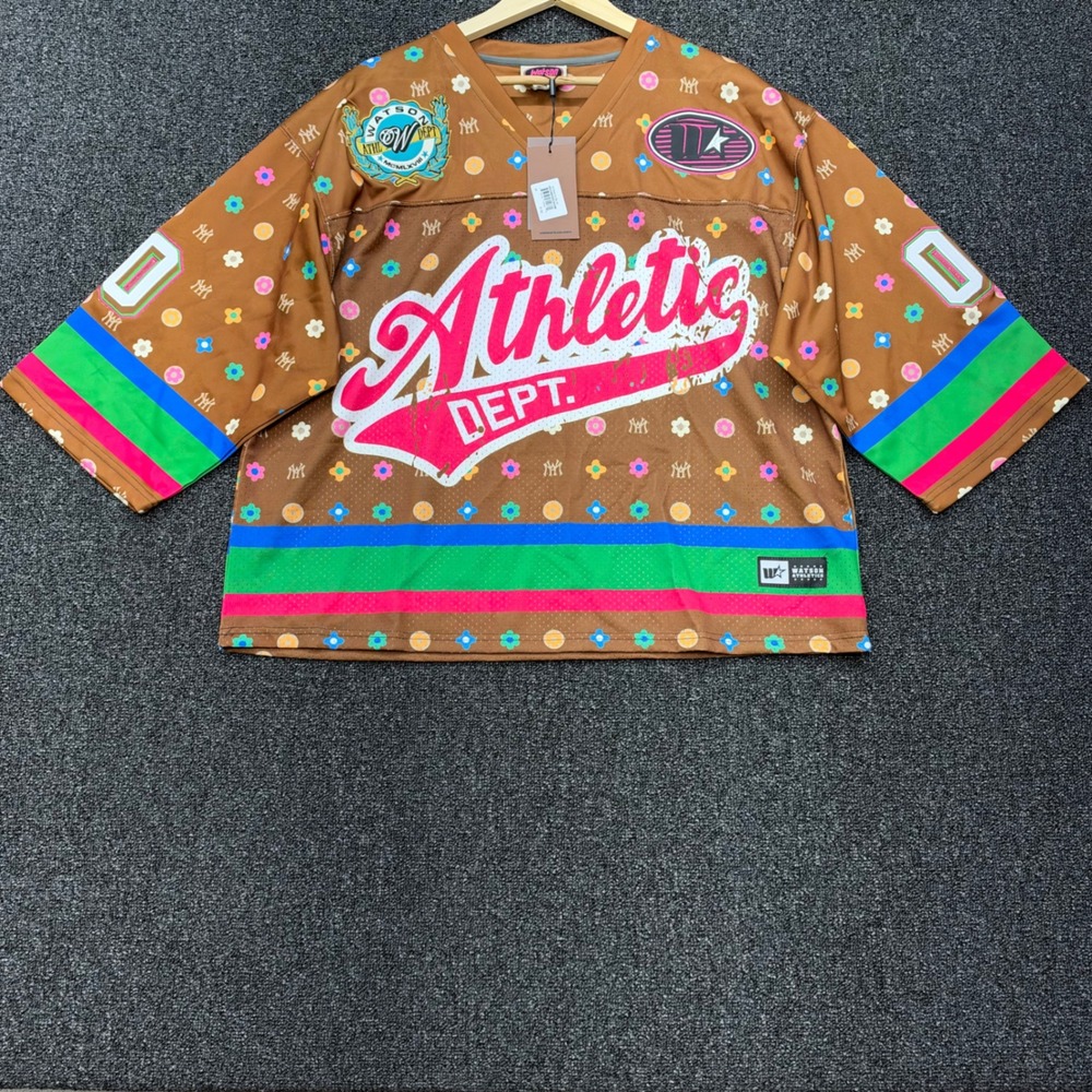 Watson Studios Athletic Dept Floral Jersey Mens M Brown New With Imperfections